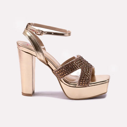 Womens Gold High Heel Sandals 0421504