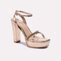 Womens Gold High Heel Sandals 0421508