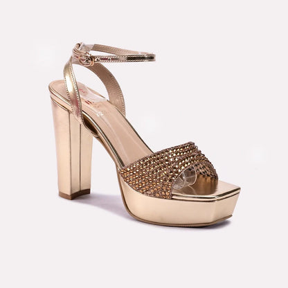 Womens Gold High Heel Sandals 0421509
