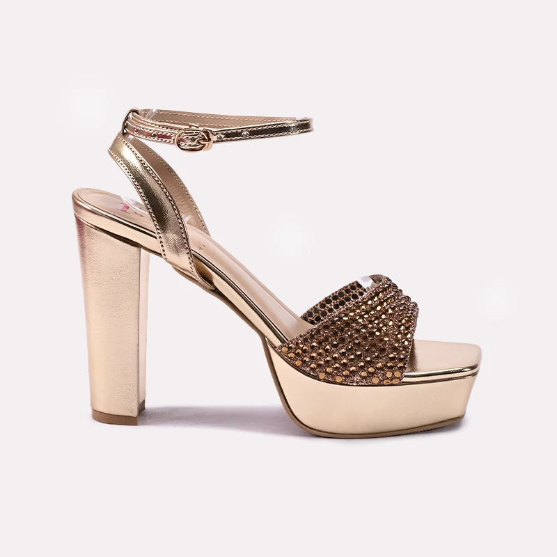 Womens Gold High Heel Sandals 0421509