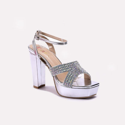 Womens Silver High Heel Sandals 0421504