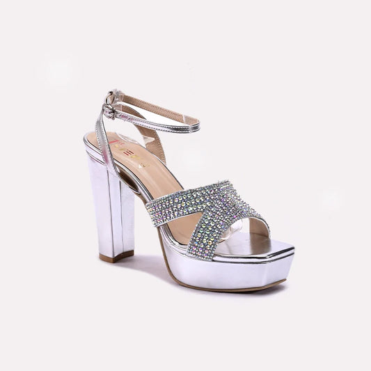 Womens Silver High Heel Sandals 0421504