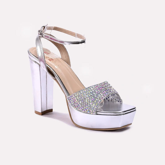 Womens Silver High Heel Sandals 0421509